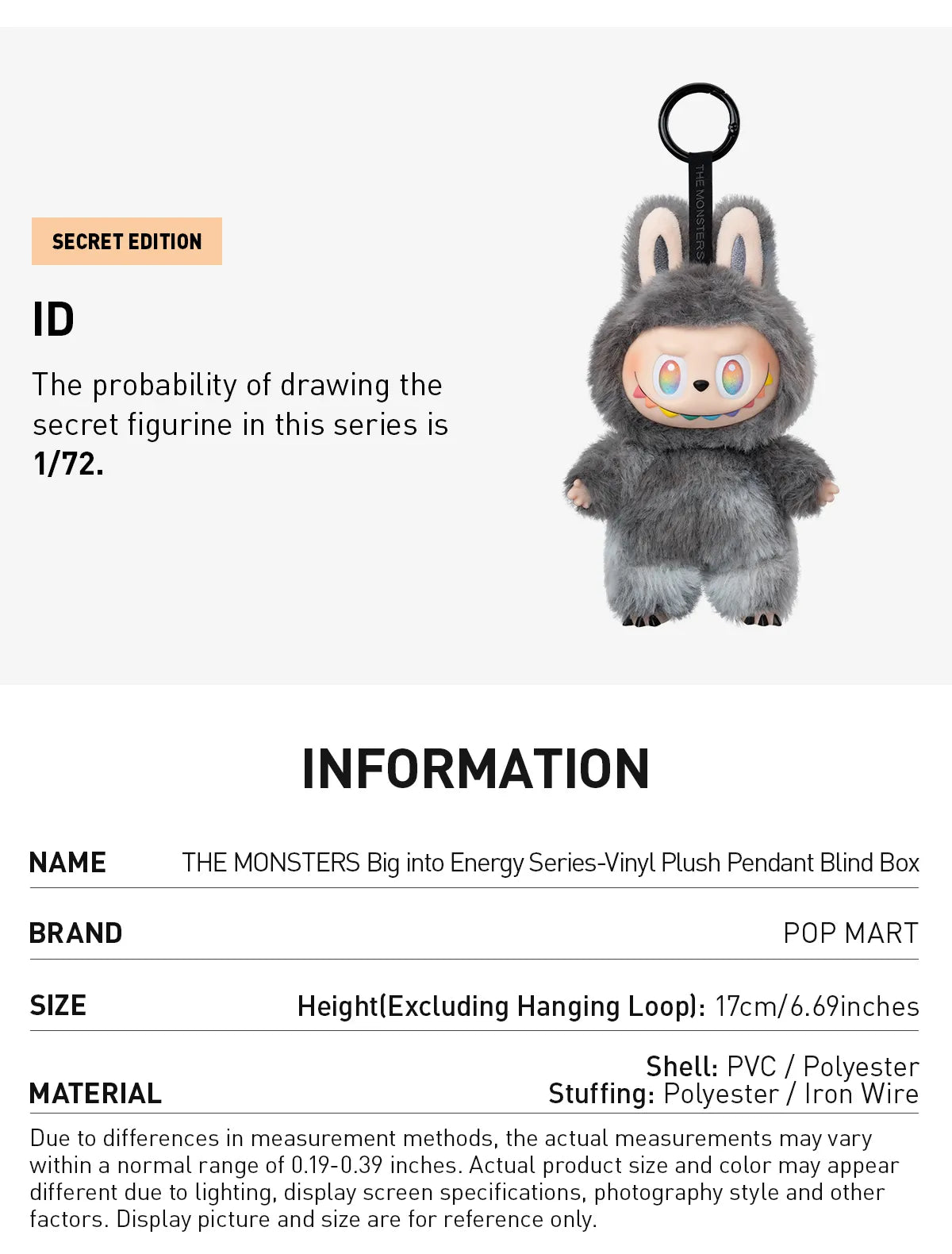 POP MART THE MONSTERS Big Into Energy Vinyl Plush Series - 1 Blind Box